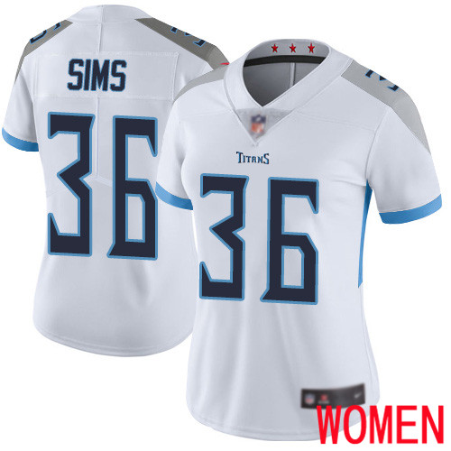 Tennessee Titans Limited White Women LeShaun Sims Road Jersey NFL Football #36 Vapor Untouchable->youth nfl jersey->Youth Jersey